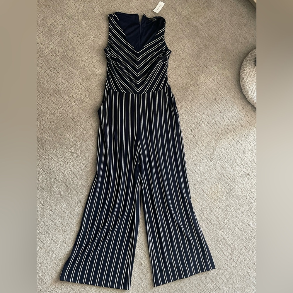 NWT- Navy and White Striped Jumpsuit